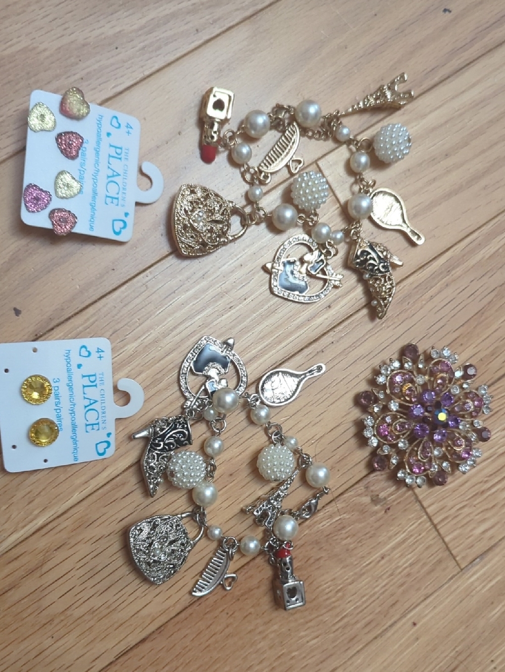 Costume Jewellery BUNDLE - Charm Bracelets, Earrings, Brooch